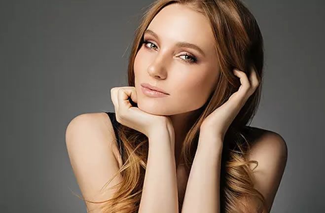 Close up portrait of woman's face.