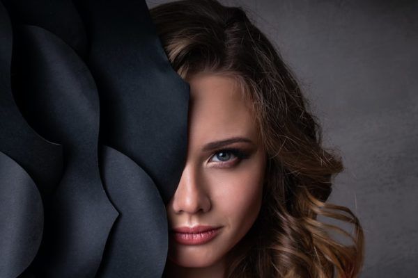 close up portrait of woman's face