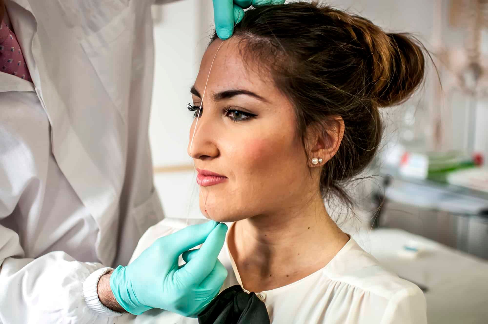 beautiful woman face in profile